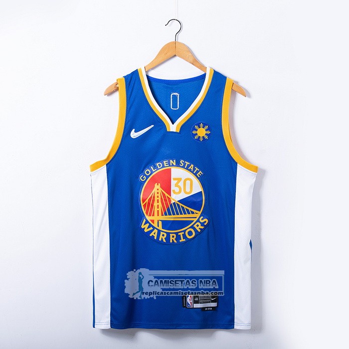 Camiseta Golden State Warriors Stephen Curry NO 30 Filipino Azul